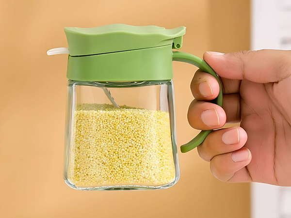 Pot à épices avec poignée en verre 300 ml + cuillère