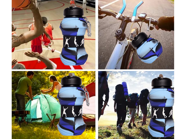 Bidón deportivo plegable de silicona botella deportiva con boca de beber 500