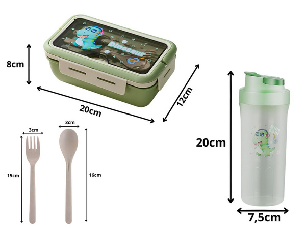 Lunchbox caja para el desayuno recipio para el desayuno y el almuerzo cubiertos con bidón juego