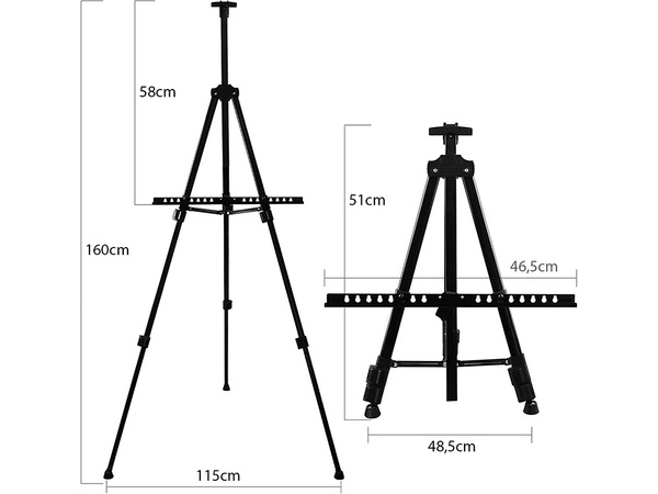 Șevalet de pictură din aluminiu 160cm + capac