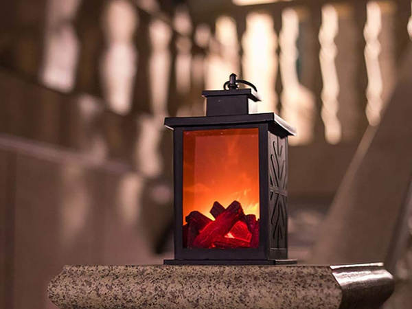 Lantern decorative led fireplace movable flame lamp electric batteries