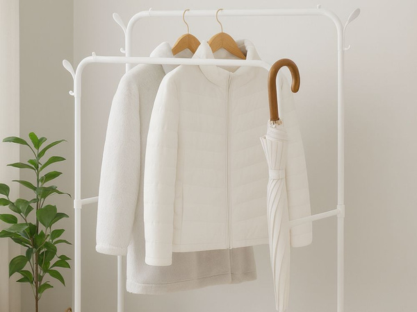 Standing clothes hanger with shelves for shoes and jackets metal wardrobe