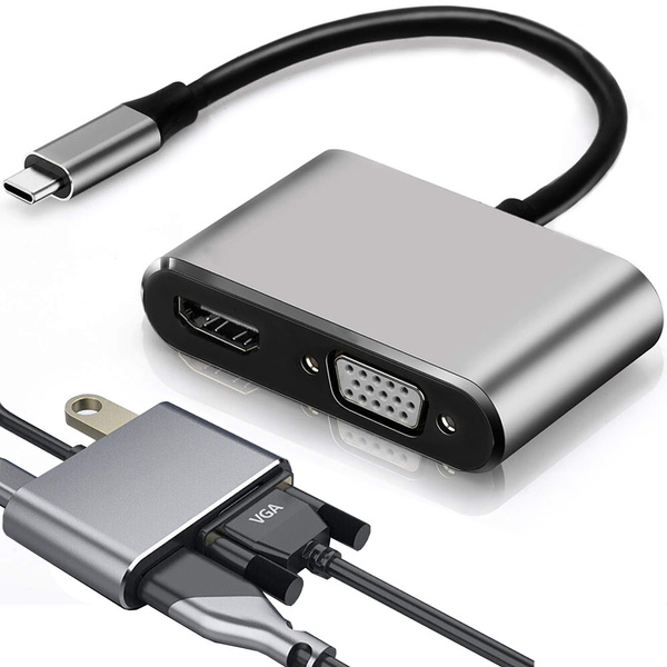 Adapteris usb-c uz hdmi 4k vga hub usb 3.0 usb-c barošanas adapteris