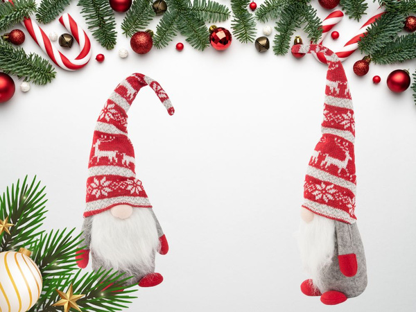 Christmas ghost серый гном с елочной бородой 48 см мягкий