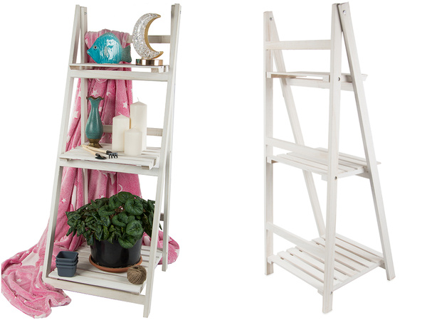 Wooden standing flower bed ladder three shelves plant shelf