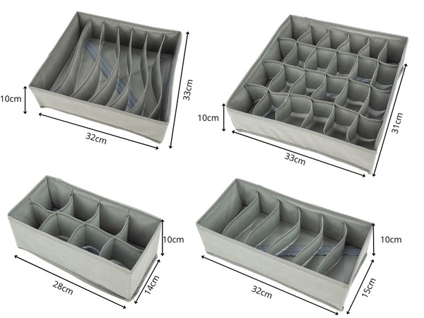 Organizér na spodnú bielizeň skrinka na ponožky sada 4 kusov