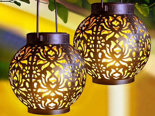 SOLÁRNÍ LAMPION OZDOBNÝ LED SOLÁRNÍ LAMPION ČERNÁ ZÁVĚSNÁ LAMP