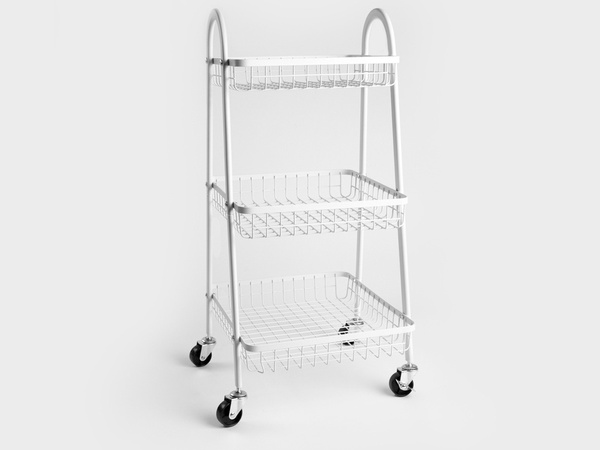 Lentyna virtuvės vonios kambario spintelė ant ratukų metalinis stovas trijų lygių 3