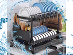 Dishwasher dryer plates cutlery cups two-level drainer with tray