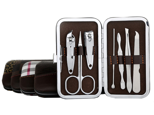 Zestaw do paznokci przybornik manicure pedicure etui cążki 7 elementów