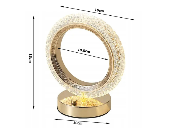 Namizna nočna svetilka obroč kristal vodila rgb