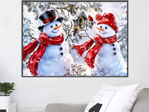 Diamantová výšivka snehuliak set vianočný 5d