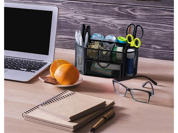 Desk organiser 8 compartments drawer cupboard shelves office metal