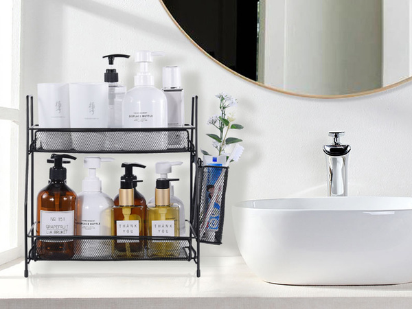 Étagère de cuisine loft organisateur de cuisine à deux étages avec panier