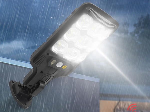 Venkovní solární pouliční lampa cob se senzorem pohybu a soumraku + dálkové ovládání