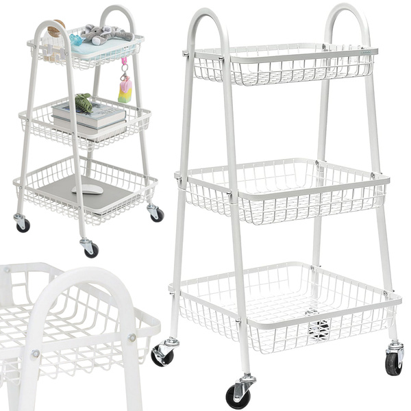 Estante cocina baño armario con ruedas estante de metal tres niveles 3