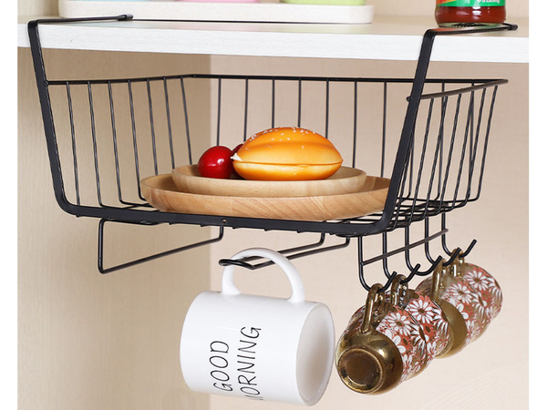 Panier métallique sous armoire 5 crochets porte-papier