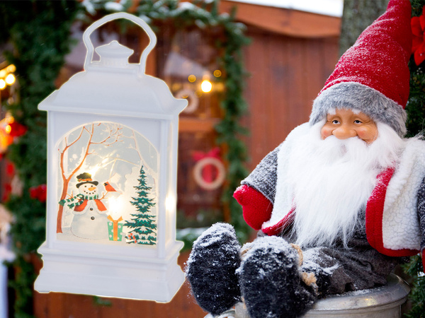 Kalėdinis žibintas žibinto dekoracija led dekoracija vitražinio stiklo sniego senio žibintas