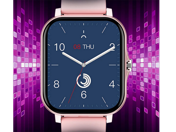 Reloj inteligente para mujer y hombre con correa de goma, deportivo, Bluetooth, llamadas, rosa