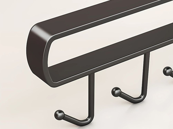 Kuchyňský závěsný stojan černý kov 6 háčků na nádobí háčky