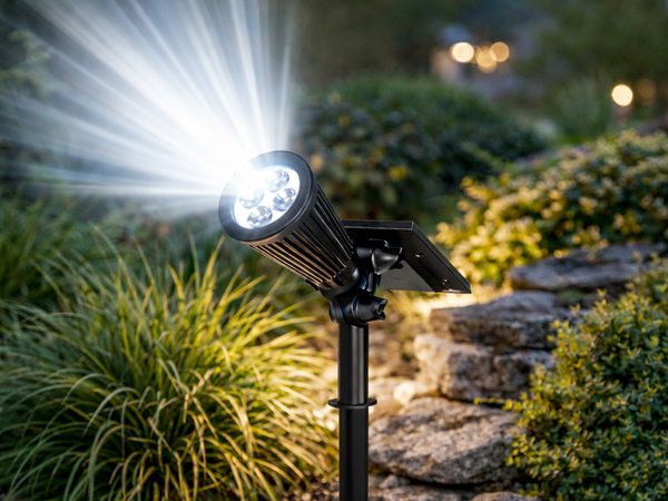 LAMPE DE JARDIN SOLAIRE À ENFONCER 4 LED 3 MODES CAPTEUR CRÉPUSCULAIRE