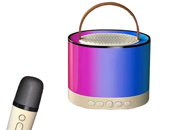 Karaoke komplekts 2x bezvadu mikrofons pārnēsājams bluetooth skaļrunis rgb