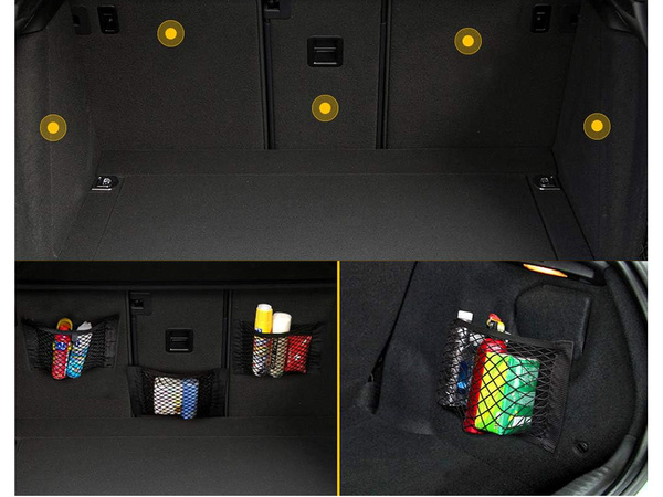 Organizator cu mâner geantă din plasă cu închidere velcro pentru portbagajul mașinii 30x25