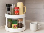 Rotating organiser for the kitchen storage box for spices round organiser
