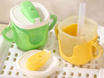 Baby drinking cup silicone handles 300ml with straw