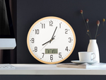 Zegar ścienny duży cichy 30cm okrągły wskazówkowy data temperatura sekundy