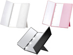 Folding mirror with cosmetic stand for make-up, led lighted