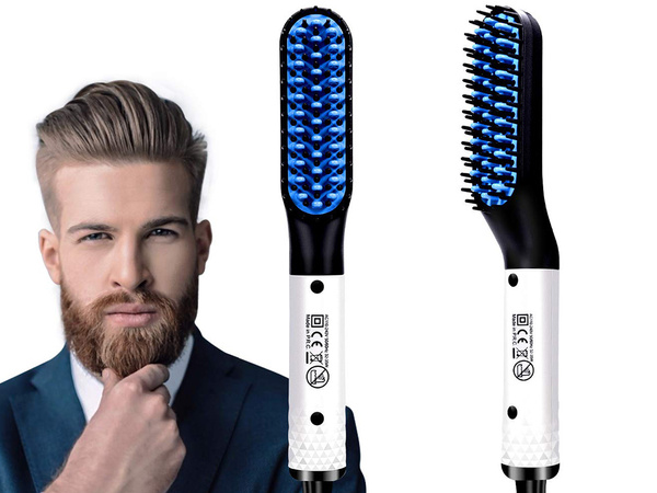 Straightener brush beard and hair comb for men's grooming