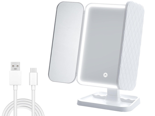 Lusterko kosmetyczne podświetlane led rozkładane lustro do makijażu premium