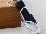 Key ring metal key ring faux leather silver black