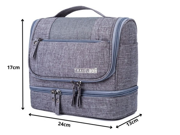 Neceser de viaje ogranizador con gancho grande unisex impermeable gris