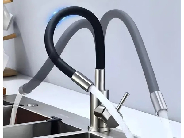 Mitigeur de cuisine flexible avec bec pivotant 360 flexible