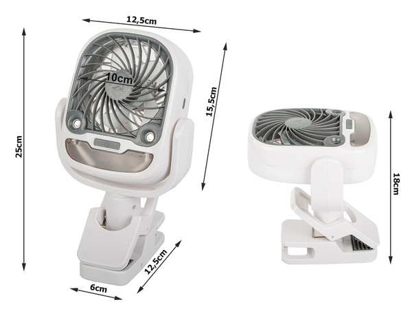 Wentylator wiatrak biurkowy stojący klips nawilżacz powietrza usb rgb 2w1