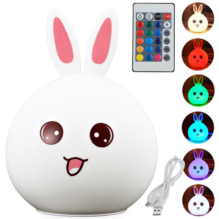 Led rabbit control remoto rgb usb luz nocturna para niños