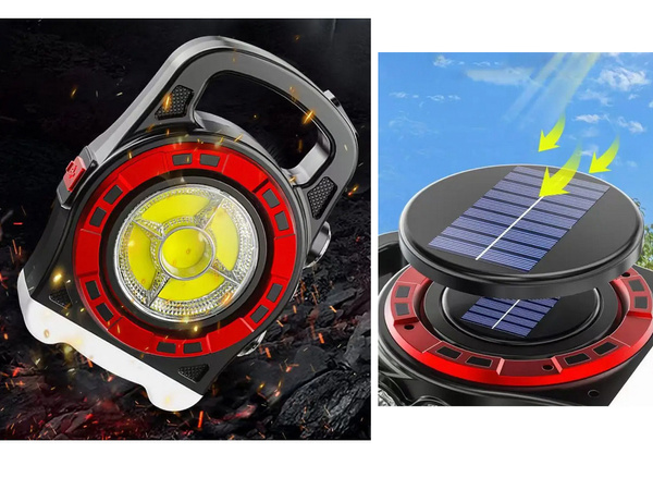 Torche solaire lumière led rechargeable portable powerbank réflecteur