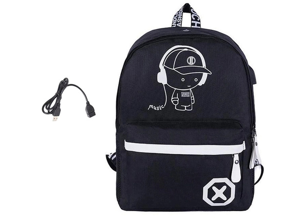 Školský batoh pre mládež hudobný reflexný usb viacpriestorový svietiaci