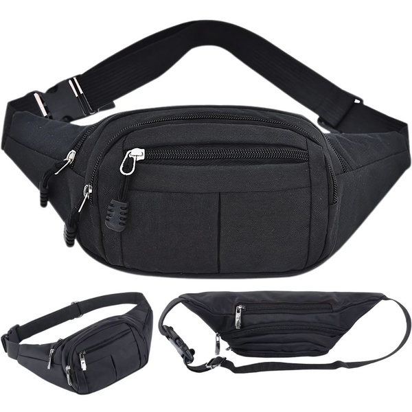 Men's kidney sachet women's sports belt 4 pockets black adjustable