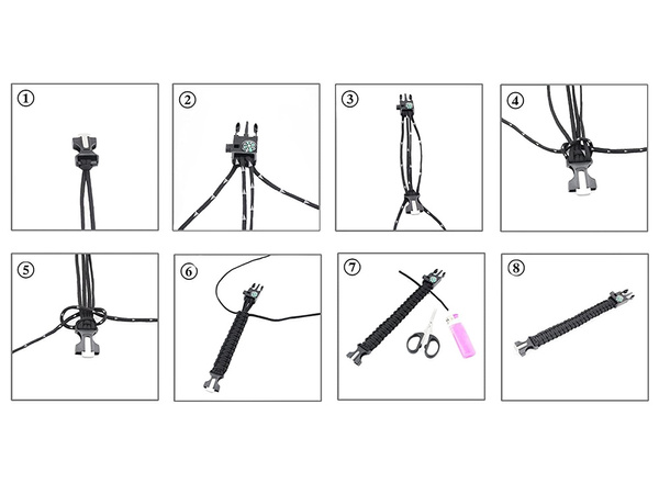 ARMBAND SURVIVAL-ARMBAND 5IN1 KOMPASS FEUERSTEIN SEIL MESSER PARACORD SEIL