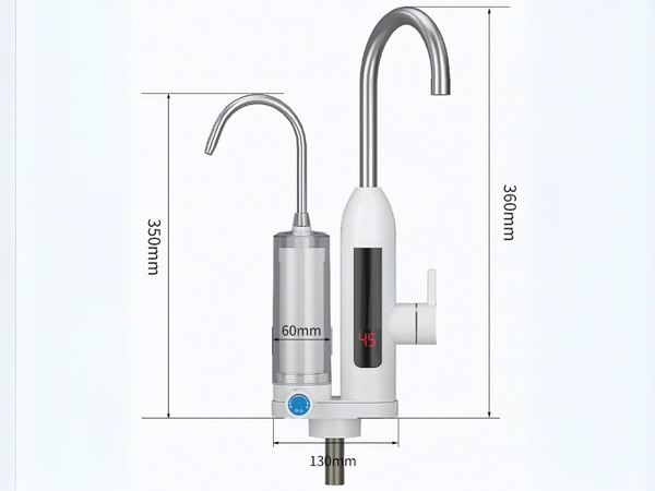 Instantaneous water heater 3000w with filter tap lcd kitchen faucet