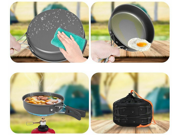 Batterie de cuisine de camping kemping kettle frying pan 18in1