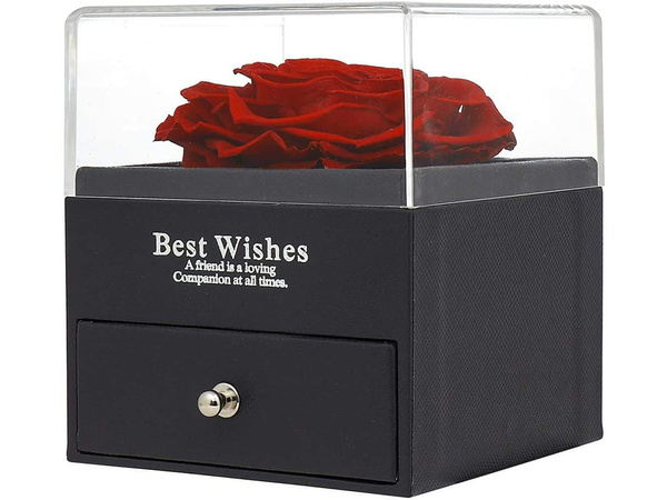 Večná ruža v darčekovej krabičke šperky náhrdelník zásuvka