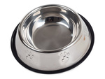 Cuenco metalico para perro gato plata sobre caucho 0.5l