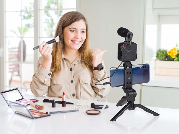 Vlogging kit trepied microfon suport telefon înregistrare video