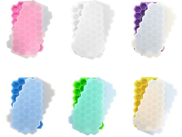 Formă de gheață din silicon, recipient pentru 37 cuburi, formă hexagonală