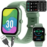 Reloj inteligente para mujer y hombre con correa de goma, Bluetooth y función de llamada, color verde