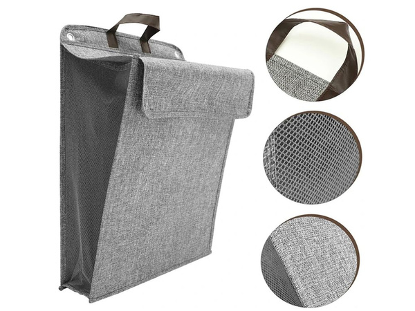 Panier à linge pliant pour salle de bain porte murale gris